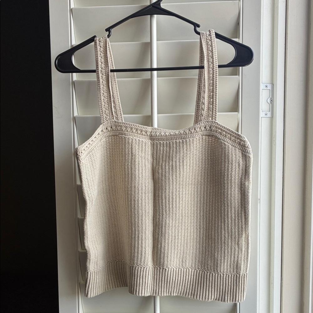 Banana Republic Cotton Cream Knit Tank with Wide Straps